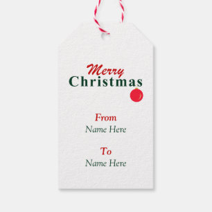 Etiqueta Para Presente Feliz Natal Personalizado, Ornament Vermelho Verde