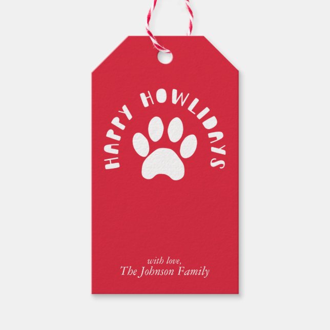 Etiqueta Para Presente Feliz Natal Pet Paw Imprimir Personalizar Férias (Frente)