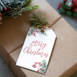 Etiqueta Para Presente Feliz Natal - Pinheiros e Berries