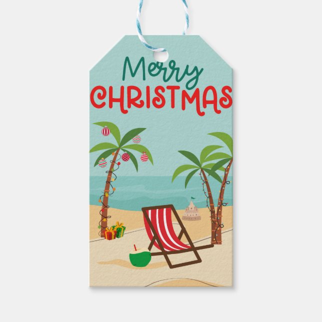 Etiqueta Para Presente Feliz Natal Praia  (Frente)