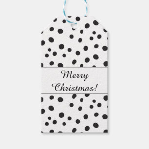 Etiqueta Para Presente Feliz Natal preto e branco das bolinhas