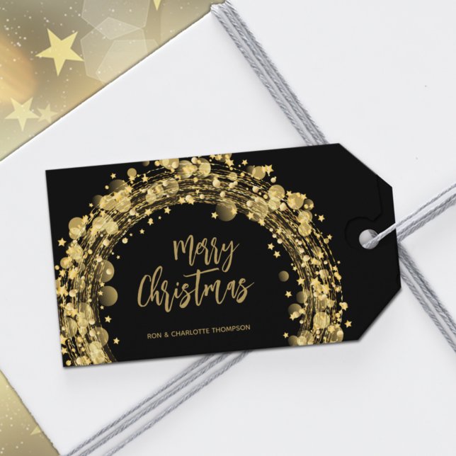 Etiqueta Para Presente Feliz Natal Preto e Dourado (Criador carregado)