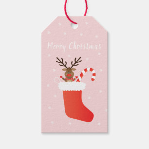 Etiqueta Para Presente Feliz Natal Rudolph A Rena Vermelha