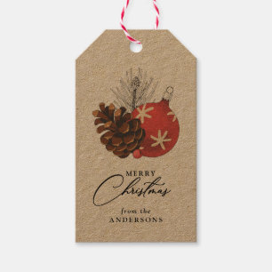 Etiqueta Para Presente Feliz Natal Rustic Ornament Personalizado