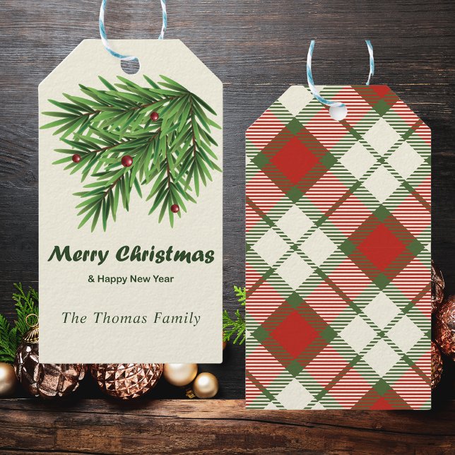 Etiqueta Para Presente Feliz Natal Rustic Pine Holiday (Criador carregado)