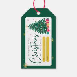 Etiqueta Para Presente feliz natal saudando o vermelho de ouro verde