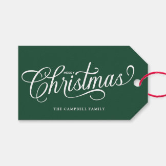 Etiqueta Para Presente Feliz Natal Script Floresta Verde