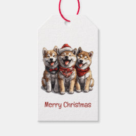 Etiqueta Para Presente Feliz Natal Shiba Inu Papais noeis Cães