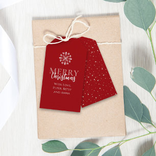 Etiqueta Para Presente Feliz Natal Simples Cute Vermelho Elegante Pontos