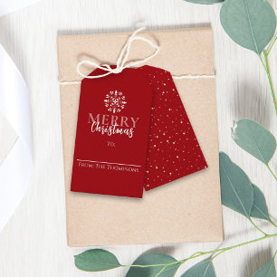 Etiqueta Para Presente Feliz Natal Simples Cute Vermelho Elegante Pontos
