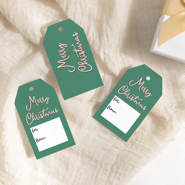 Etiqueta Para Presente Feliz Natal Simples Verde Alegre De (Criador carregado)