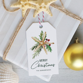 Etiqueta Para Presente Feliz Natal Starfish Praia Tropical