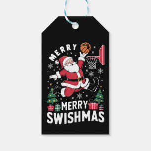 Etiqueta Para Presente Feliz Natal Swishmas Papai Noel Jogando Basquete