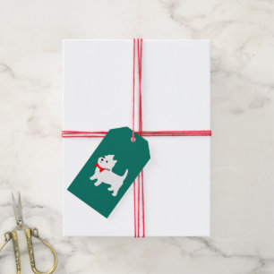 Etiqueta Para Presente Feliz Natal Terrier Branco do Oeste da Ilha Oeste
