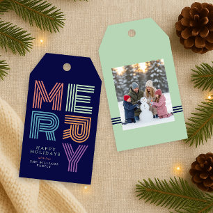 Etiqueta Para Presente Feliz Natal Tipografia Colorida em Negrito Foto