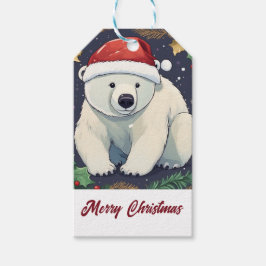 Etiqueta Para Presente Feliz Natal Urso Polar Branco