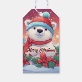 Etiqueta Para Presente Feliz Natal Urso Polar Branco