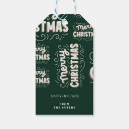 Etiqueta Para Presente Feliz Natal | Verde e Branco Personalizável