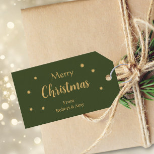 Etiqueta Para Presente Feliz Natal Verde e Dourado