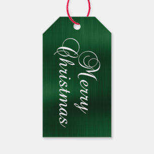 Etiqueta Para Presente Feliz Natal Verde Escuro Metálico