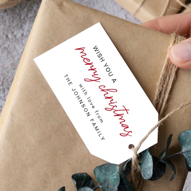 Etiqueta Para Presente Feliz Natal Vermelho e Branco (Criador carregado)