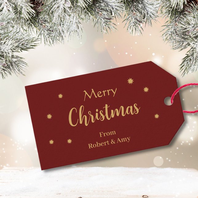 Etiqueta Para Presente Feliz Natal Vermelho e Dourado (Criador carregado)