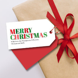 Etiqueta Para Presente Feliz Natal Vermelho e Verde Personalizado