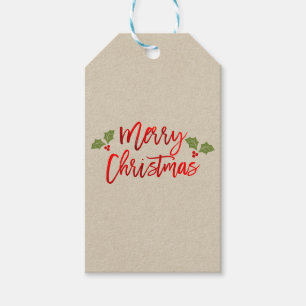 Etiqueta Para Presente Feliz Natal Vermelho Falso Folheado Moderno Script