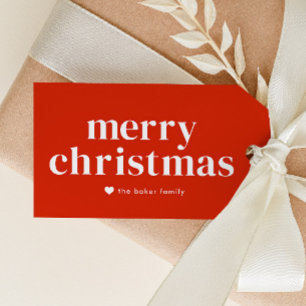 Etiqueta Para Presente Feliz Natal Vermelho Moderno
