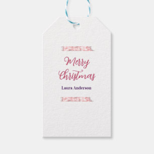 Etiqueta Para Presente feliz natal vermelho rosa brilho linhas nome retrô