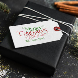 Etiqueta Para Presente Feliz Natal Vermelho Verde Festivo Tipografia Fest