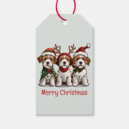 Etiqueta Para Presente Feliz Natal Welsh Wire Fox Terrier Dogs