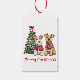 Etiqueta Para Presente Feliz Natal Welsh Wire Fox Terrier Dogs