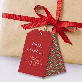 Etiqueta Para Presente Feliz Natal Xadrez Clássico Vermelho Verde Férias