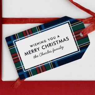 Etiqueta Para Presente Feliz Natal xadrez de feriado