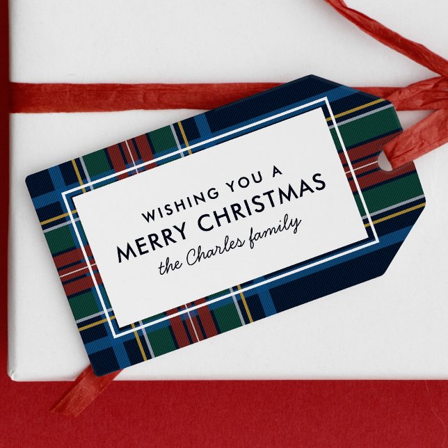 Etiqueta Para Presente Feliz Natal xadrez de feriado (Criador carregado)