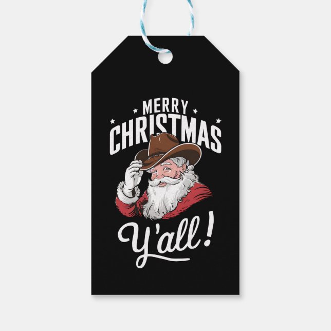 Etiqueta Para Presente Feliz Natal Y'all Country Cowboy Papai Noel (Verso)