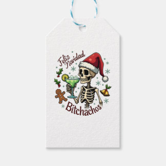Etiqueta Para Presente Feliz Navidad Bitchachos Funny Skull Spanish Merry