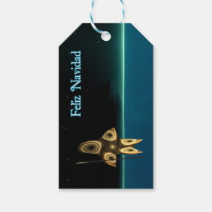 Etiqueta Para Presente Feliz Navidad - Fractal Inuit Hunter