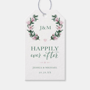 Etiqueta Para Presente Feliz nunca após o casamento floral do monograma