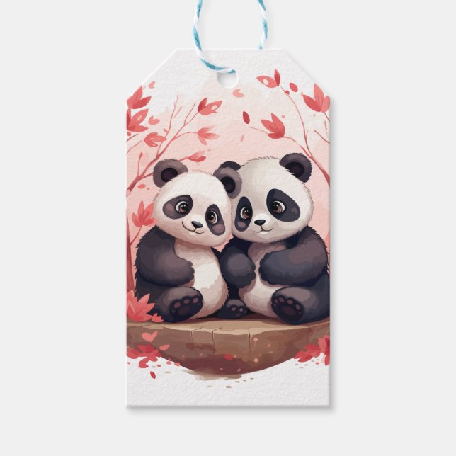 Etiqueta Para Presente Feliz Panda Junto (Frente)