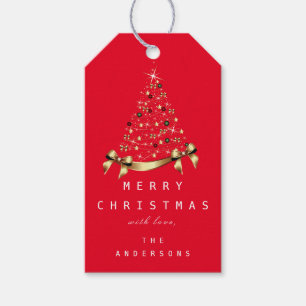 Etiqueta Para Presente Feliz Para Dar Nome À Árvore Dourada De Natal De