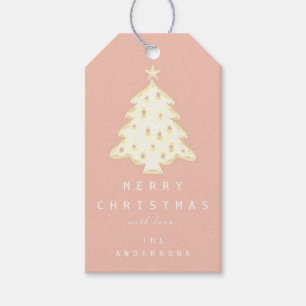 Etiqueta Para Presente Feliz Para Nome De Rosa De Árvore De Natal De Fer