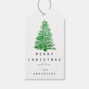 Etiqueta Para Presente Feliz para nomear o branco do verde da árvore de