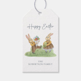 Etiqueta Para Presente Feliz Páscoa, Coelhos Fofos, Aquarela Páscoa 