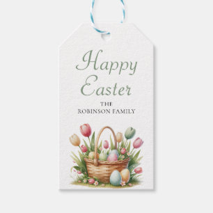 Etiqueta Para Presente Feliz Páscoa Floral Moderno Elegante 