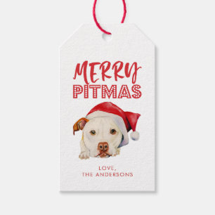 Etiqueta Para Presente Feliz Pitmas, Papais noeis Bonitos Pit Bull Dog Pe