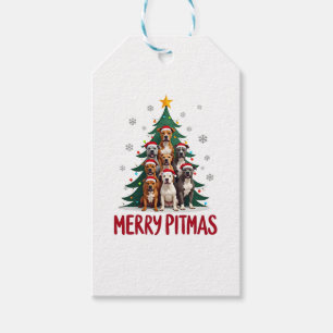 Etiqueta Para Presente Feliz Pitmas Pitbull Cão Suéter Feio de Natal Tr