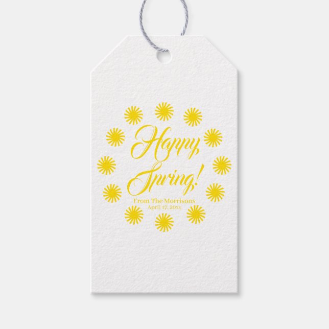 Etiqueta Para Presente Feliz Primavera amarelo da fronteira solar costume (Frente)