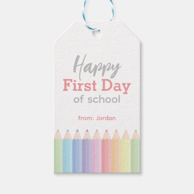 Etiqueta Para Presente Feliz Primeiro Dia de Aula (Frente)